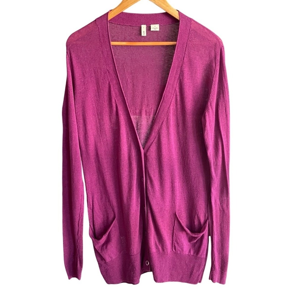 Moth Anthropologie Womens‎ Small Cardigan Purple Linen Blend Lightweight